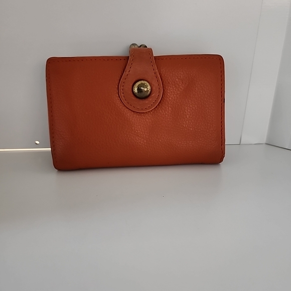 Orange Wallet Folding 17 Credit Card Holder Slots Patterned Interior Vintage - Picture 2 of 13